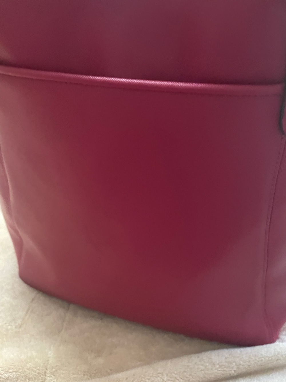 COACH Cherry Red Leather Tote with Signature Charm - Picture 4 of 16